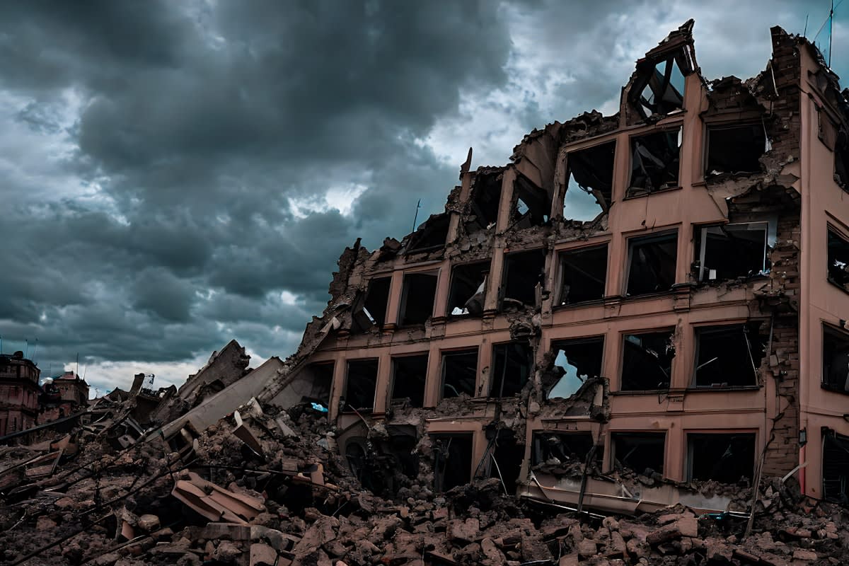 Urban ruins and disaster debris