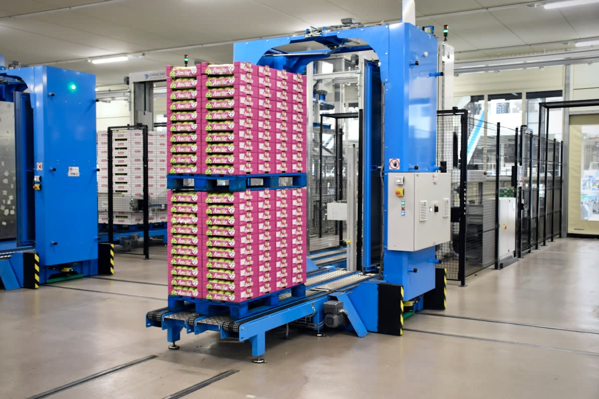 Modern logistics warehouse with automated systems