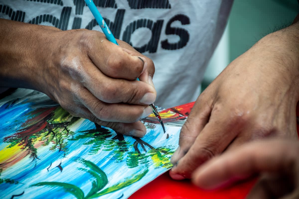 Close up of art authentication process