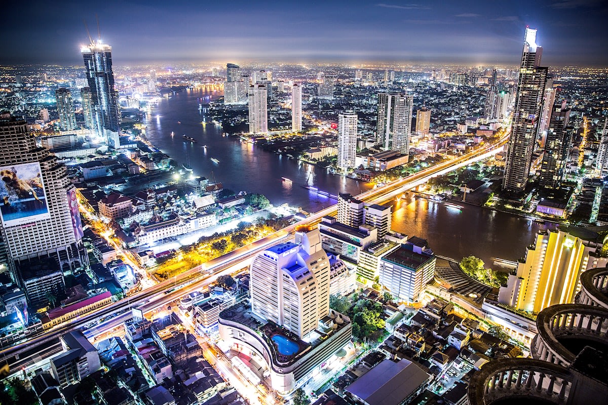 Bangkok city skyline with industrial zones