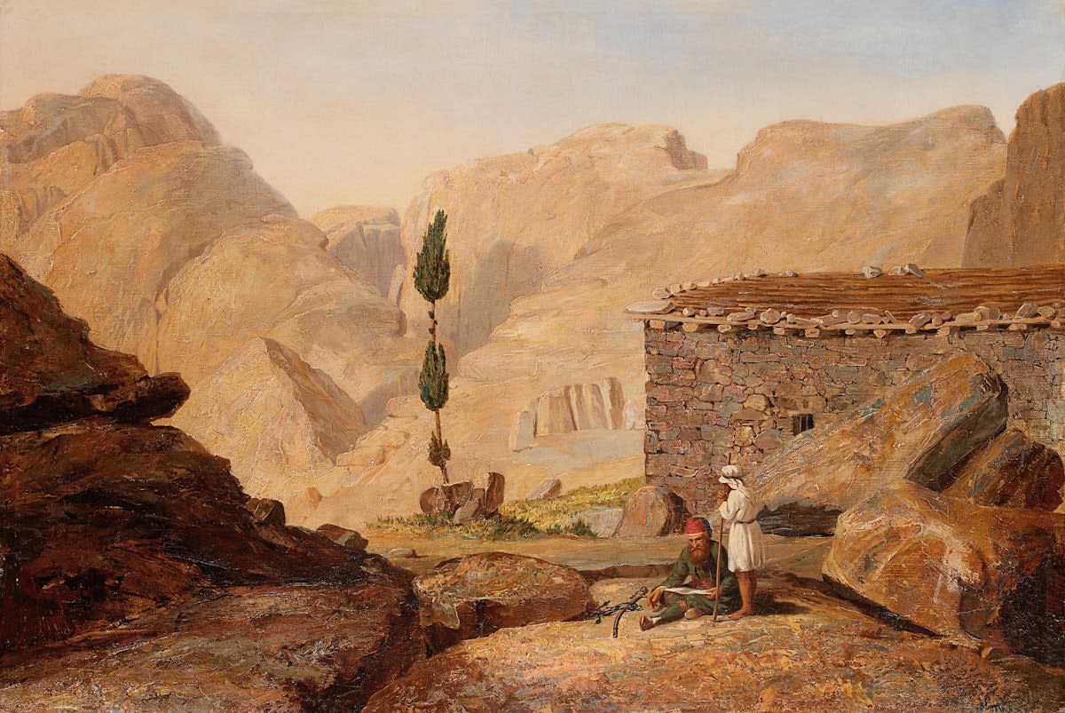 Desert landscape with ancient ruins