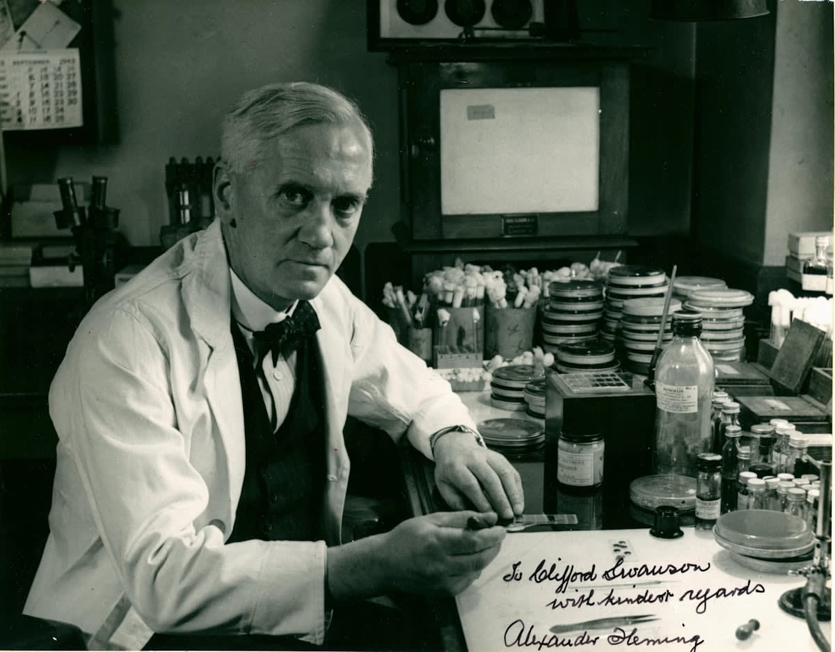 Laboratory setting with a microscope and petri dishes