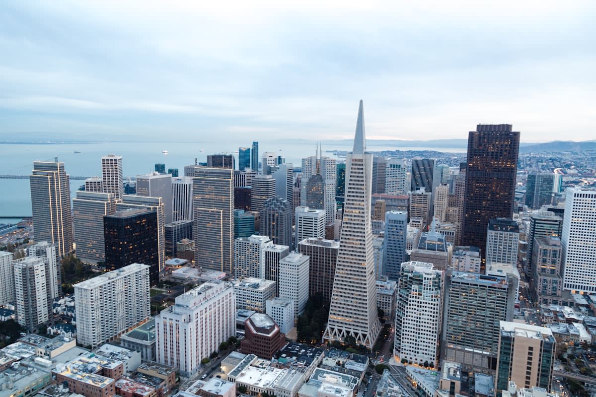 aerial view of a diverse global city