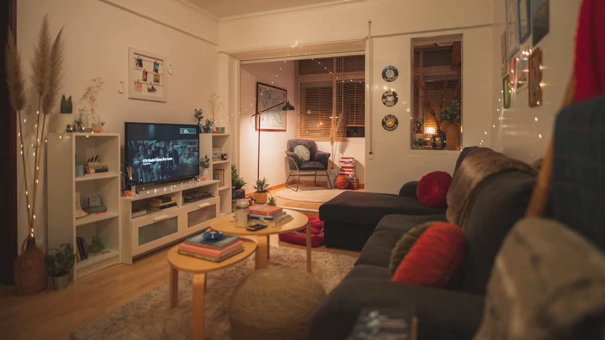 Warm ambient lighting in a cozy room