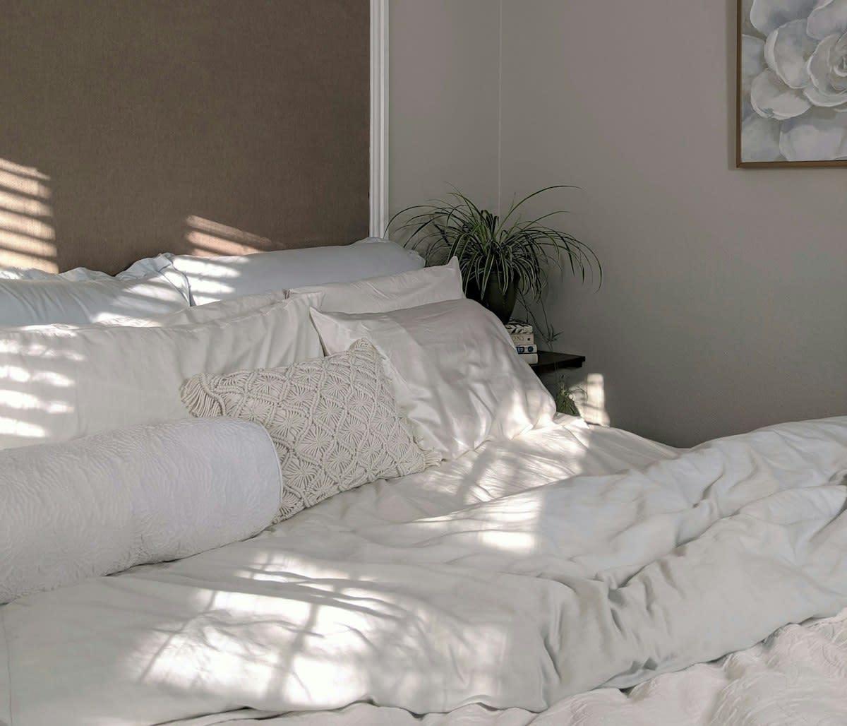 Morning sunlight hitting a bedroom