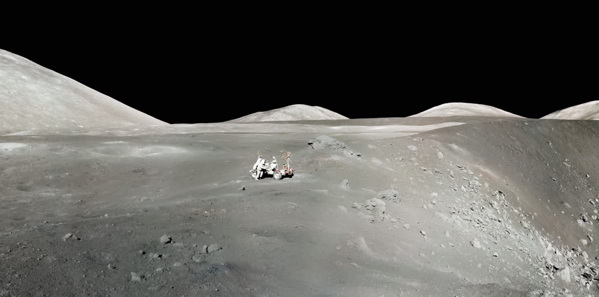 Moon surface with futuristic base