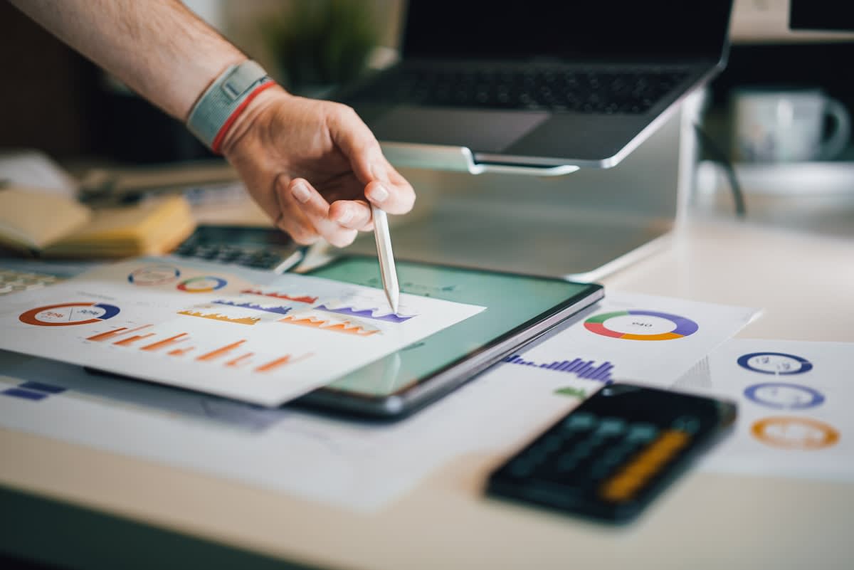 Professional planning and data analysis on a desk