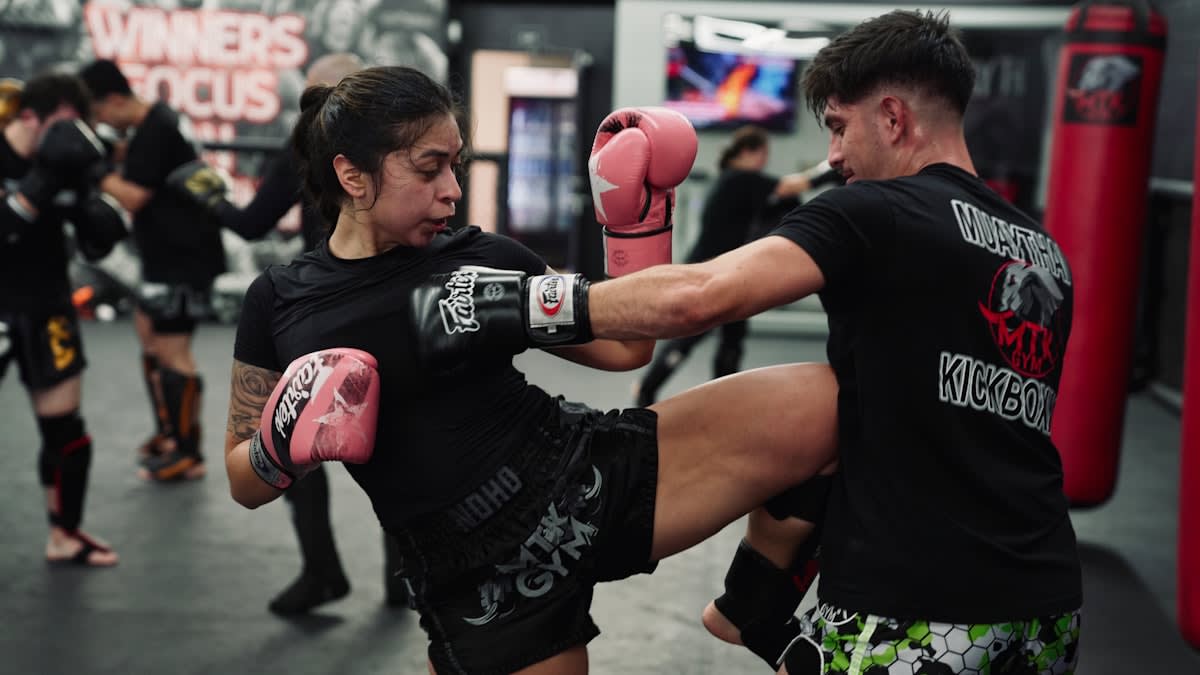 Athlete training in a high-performance gym