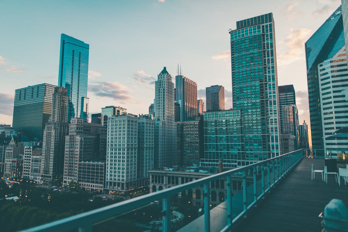 Modern urban infrastructure and skyscrapers