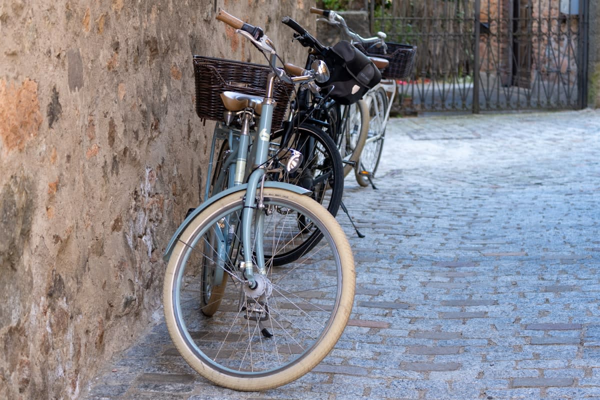 Quiet European cobblestone street