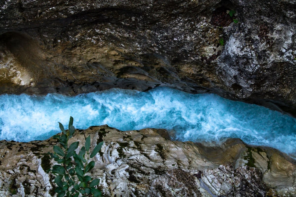 Clean water flowing in a river