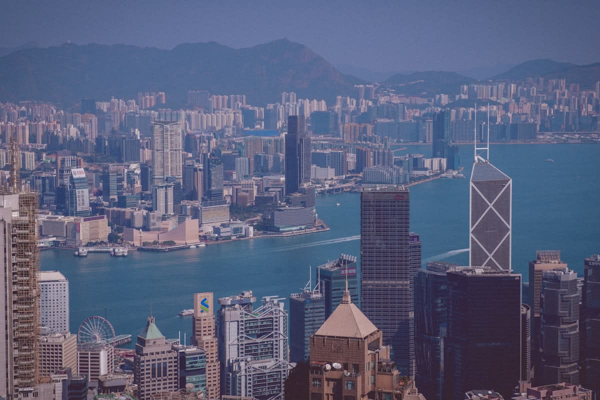 Global cityscape representing international business