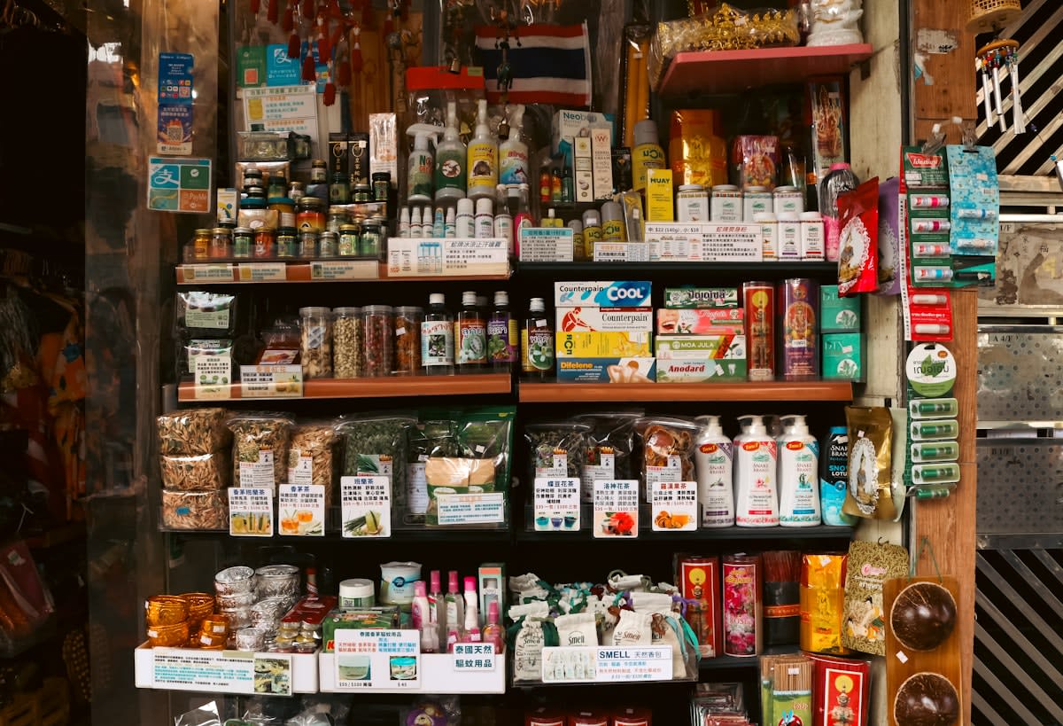 Modern pharmacy retail shelf with metabolic health supplements
