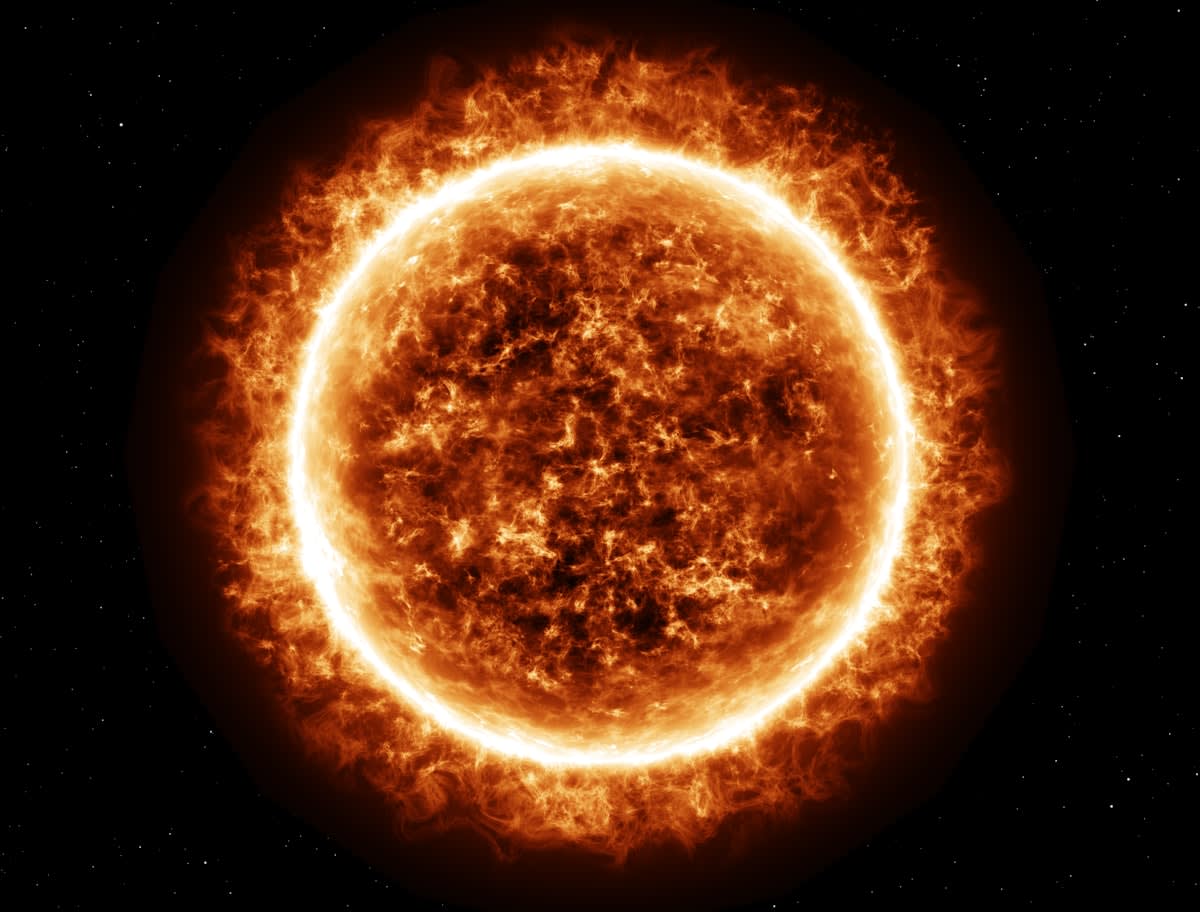 Solar flare erupting from the sun