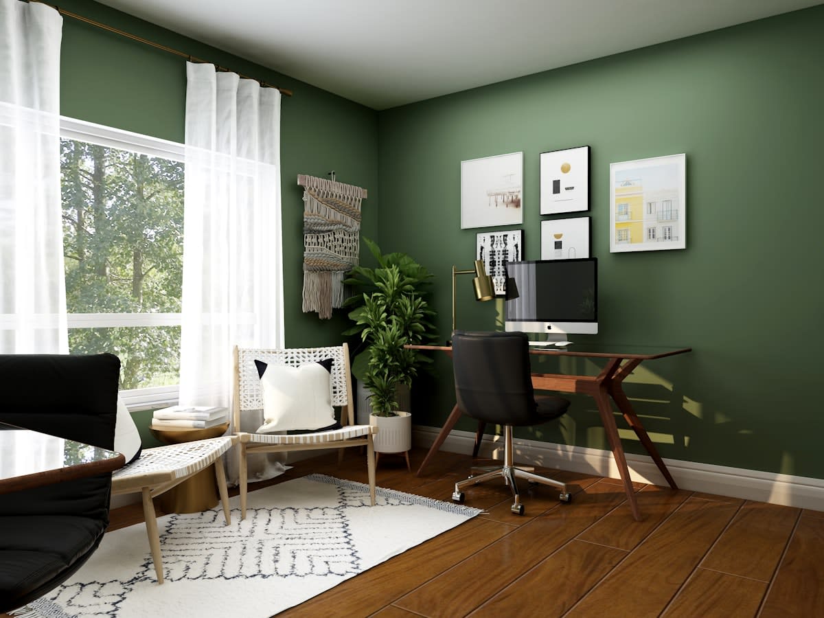 organized hybrid home office with a clear boundary between work and leisure