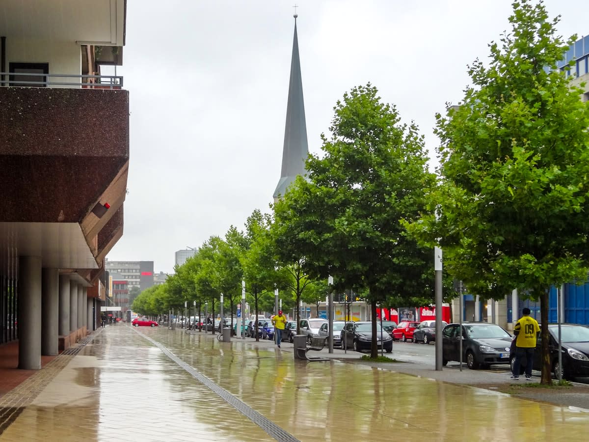 Urban flooding in a modern city street