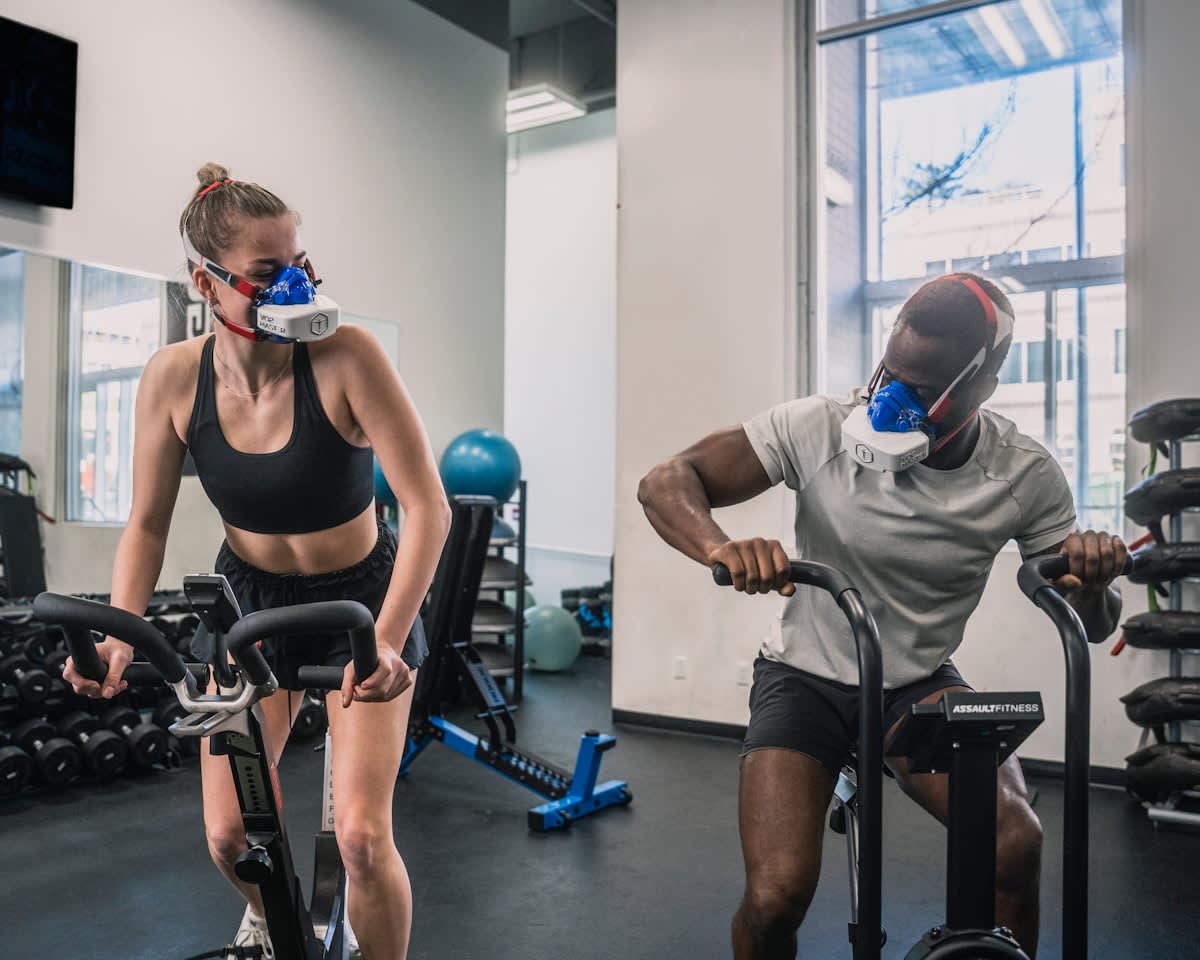 Professional athlete training in a high-tech gym