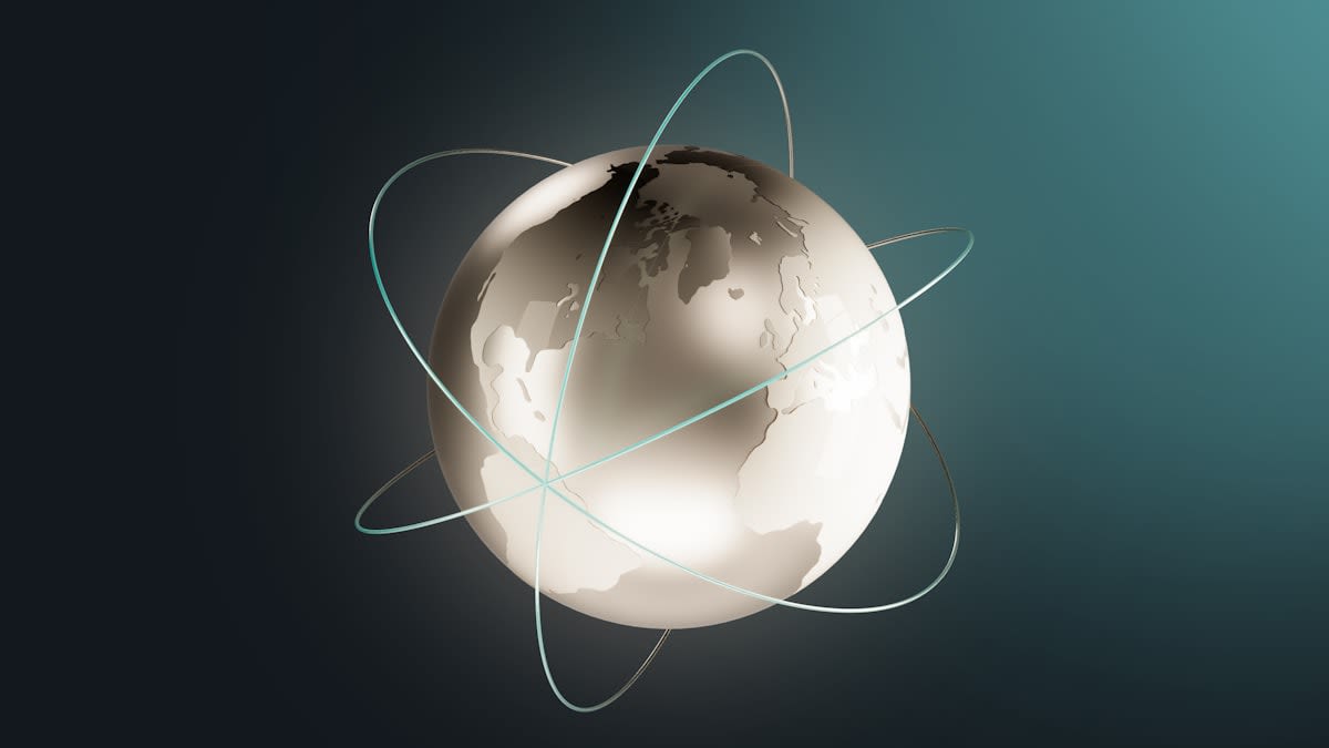 Abstract representation of a network of skills connecting across a globe