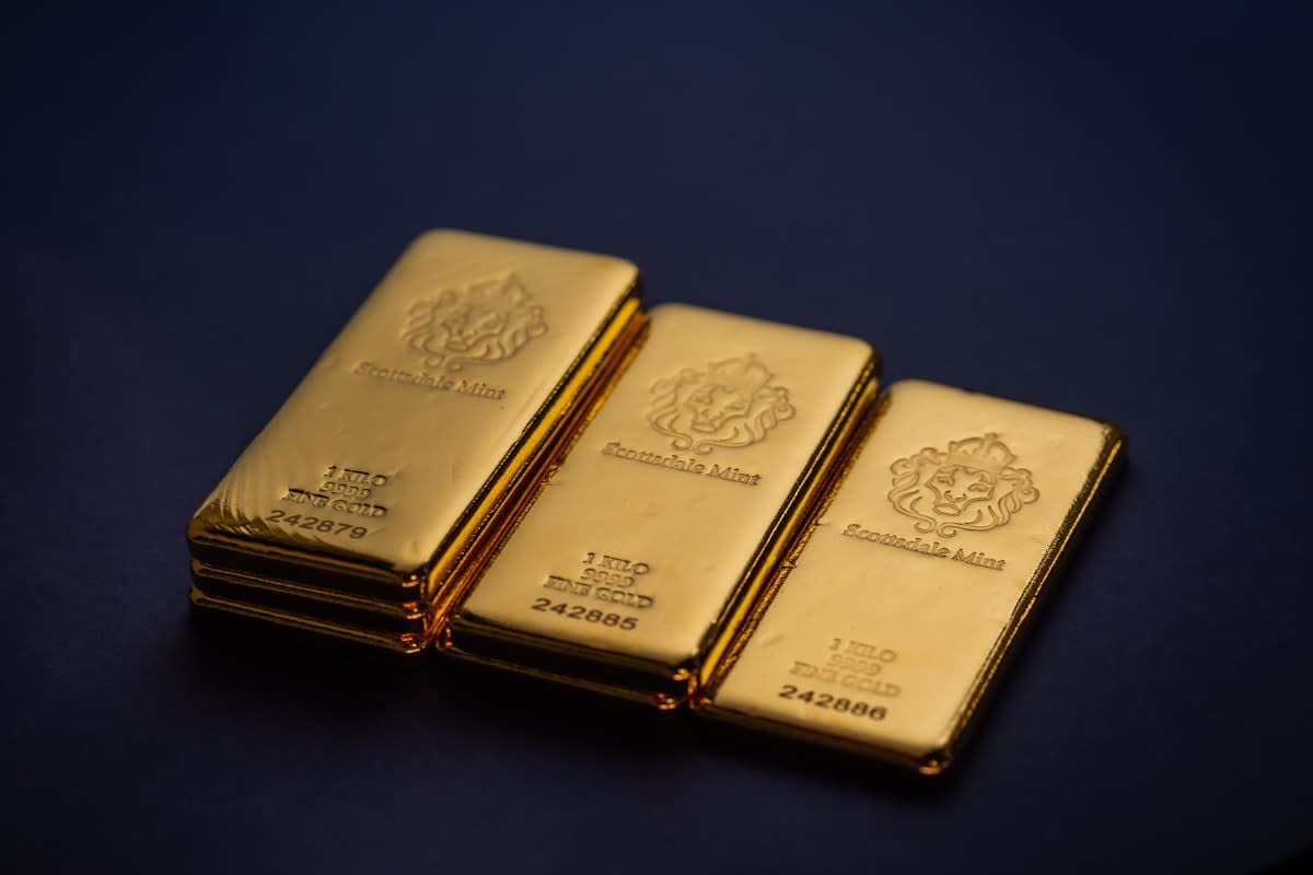 Gold bars in a vault