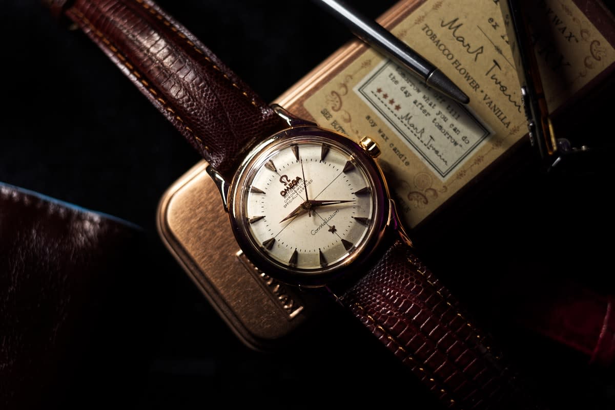 close up of a vintage luxury watch on a wrist