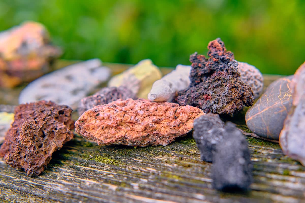 Close up of mineral ore samples