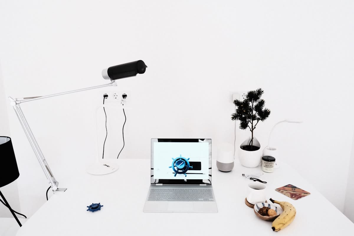 minimalist workspace with clean lines and natural light