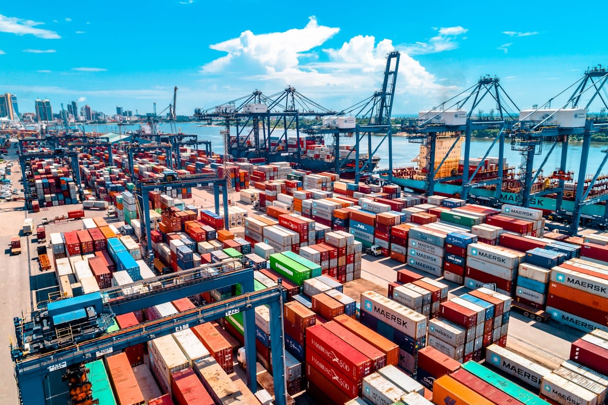 Modern global shipping port