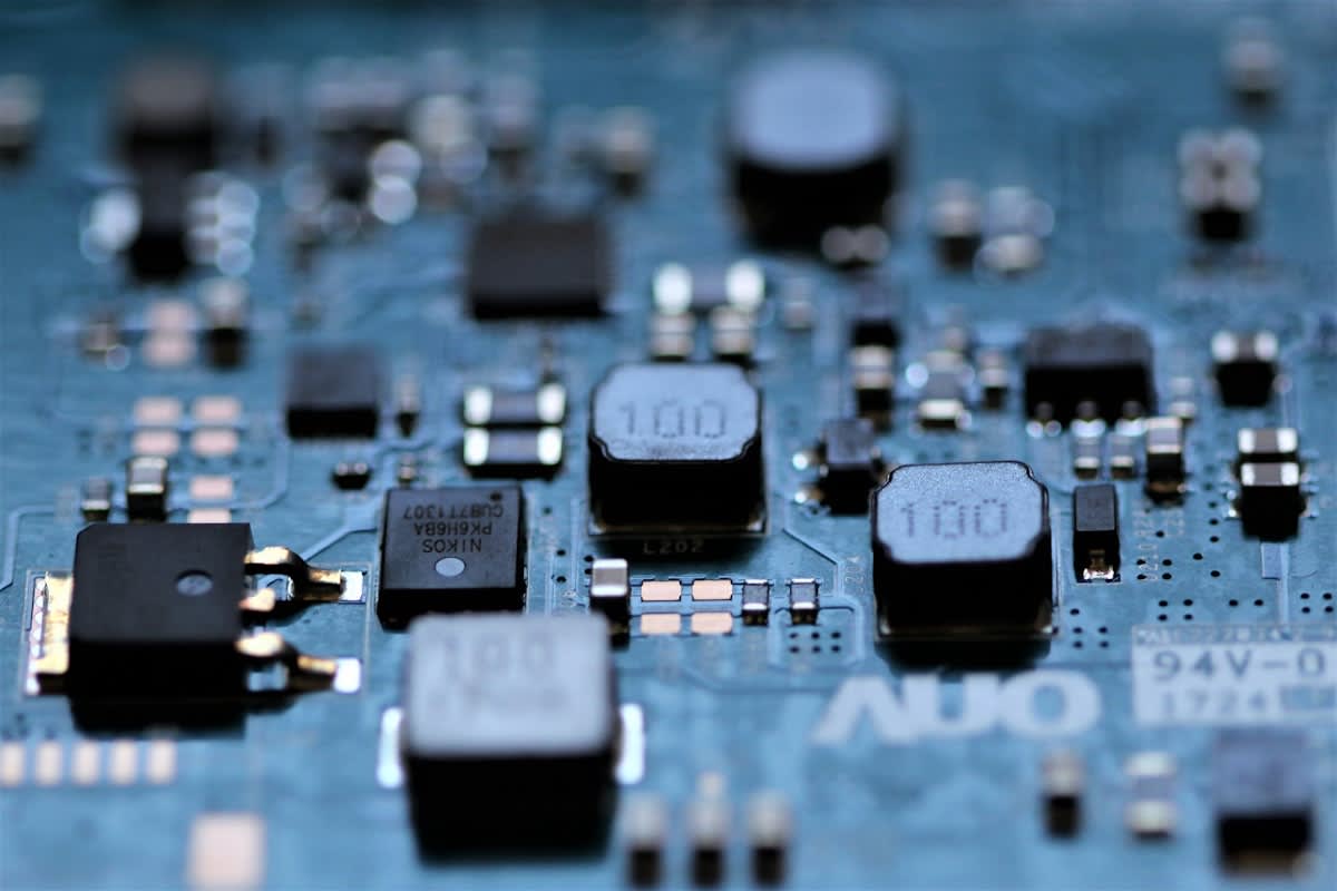 Close up of a microprocessor circuit