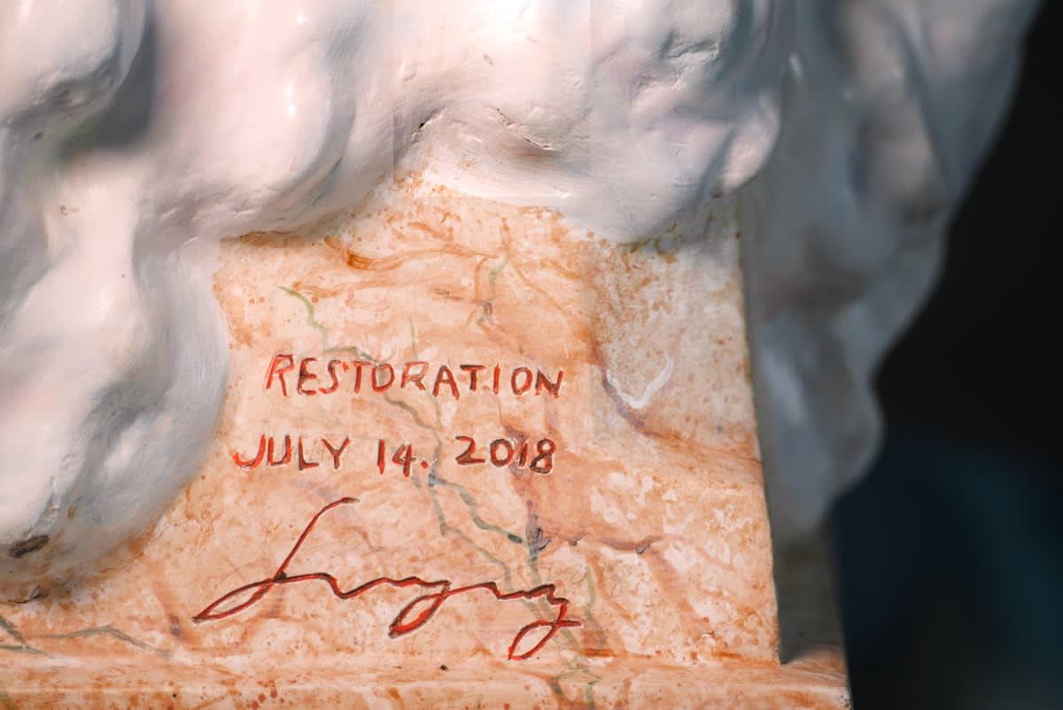 Close up of art restoration and analysis