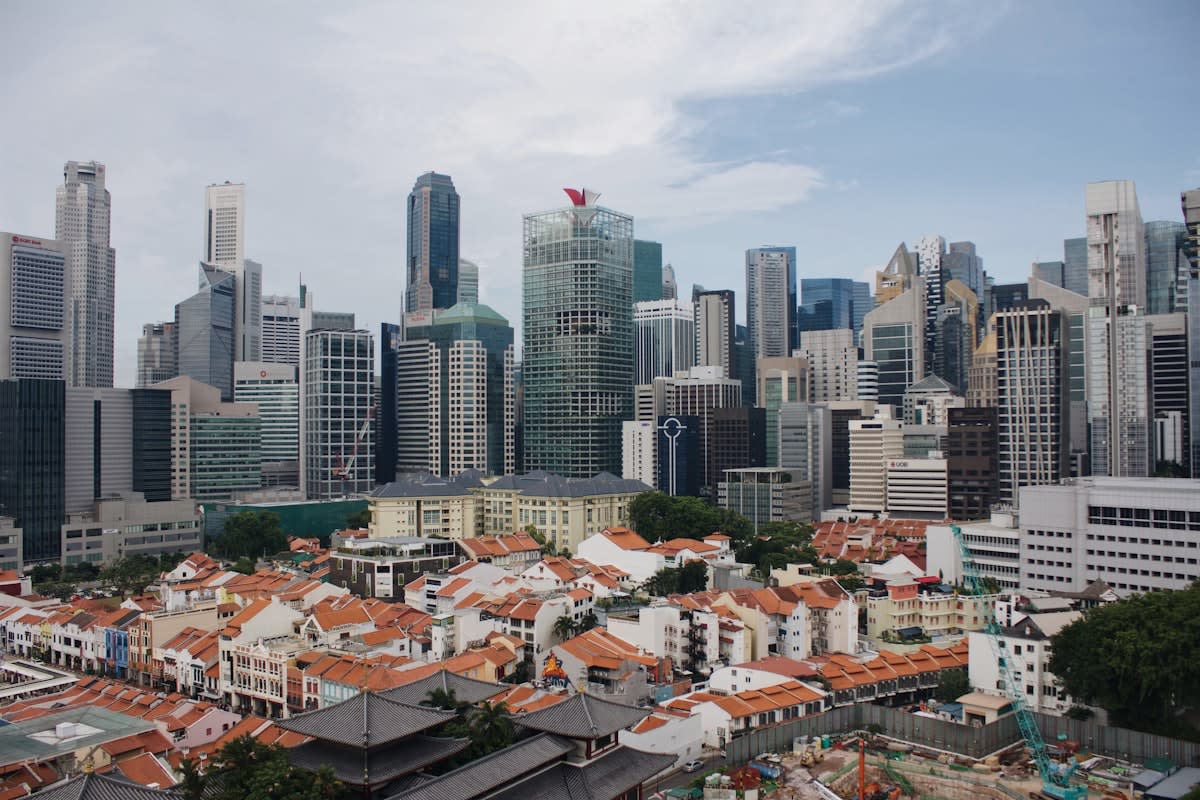 Modern skyline of Singapore financial district