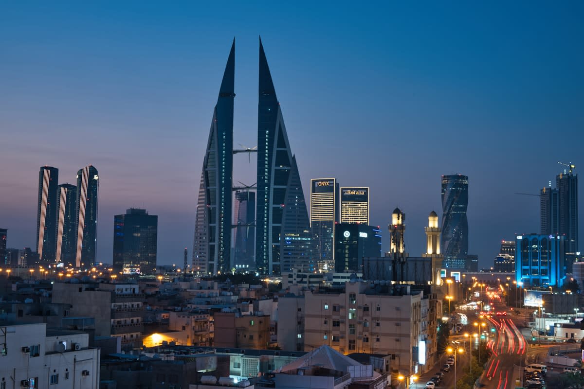 Modern global financial district architecture
