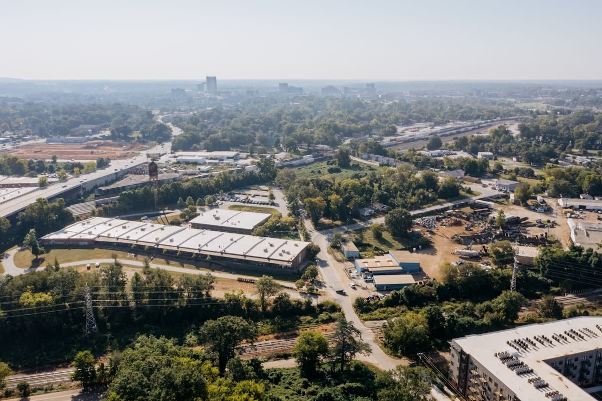 Aerial view of a modern logistics hub