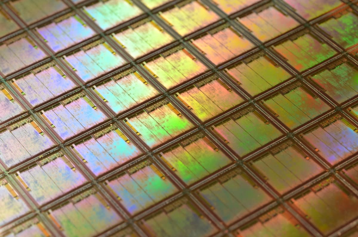 Close up of a spintronic memory wafer