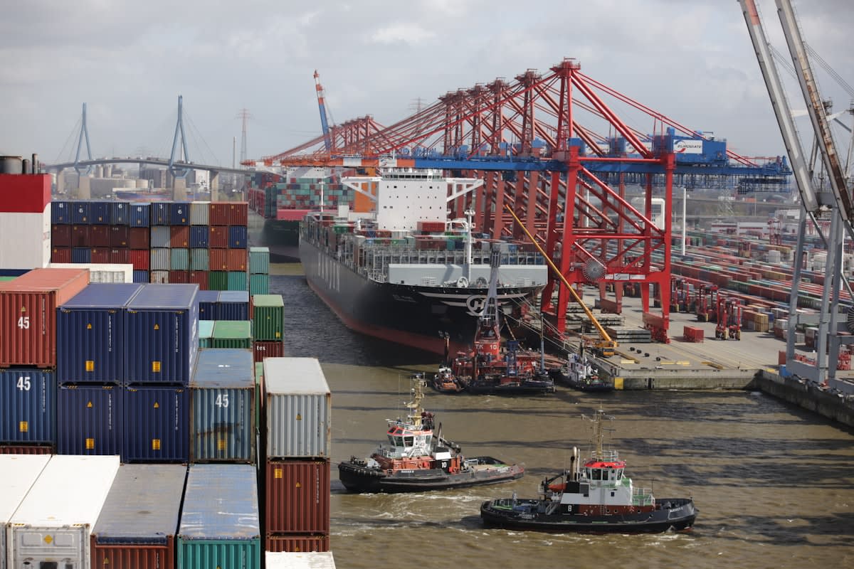 Global shipping containers and logistics hub