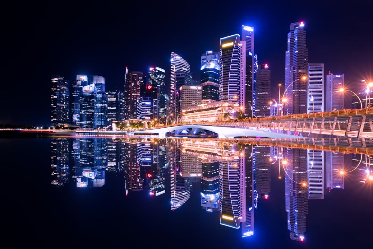 Global city skyline collage
