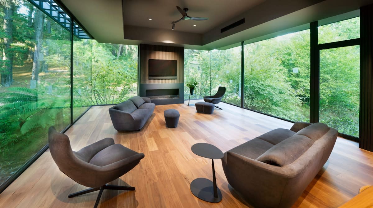 minimalist luxury architecture in a nature setting
