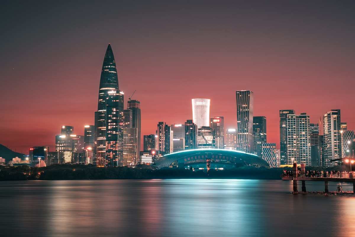 Modern global city skyline representing interconnected systems