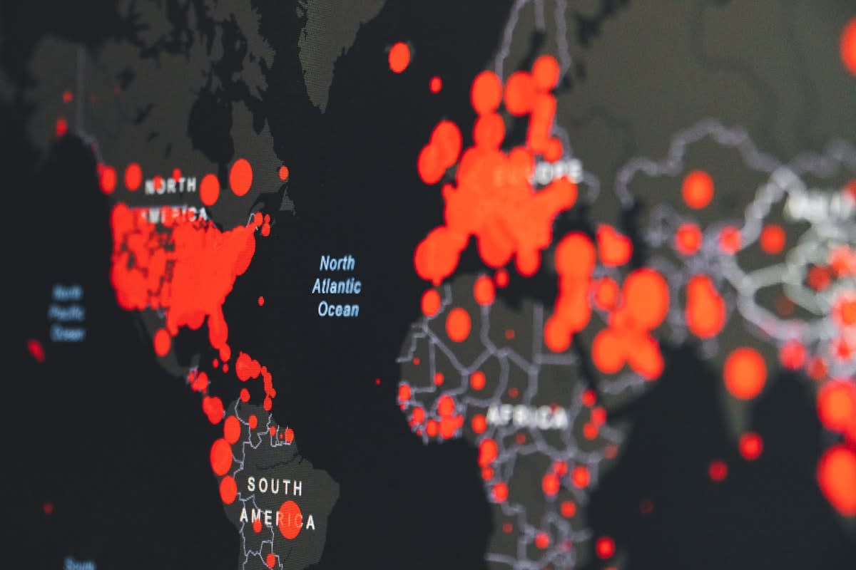 Digital network connections over a global map