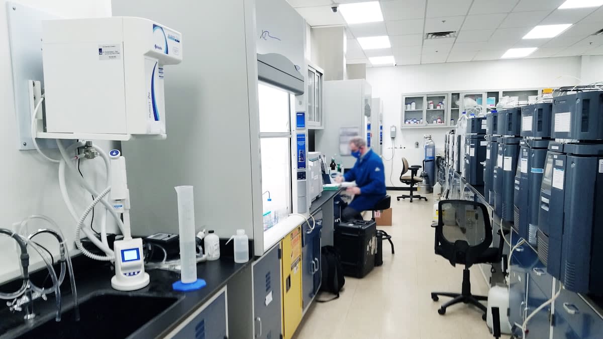 High-tech sports laboratory with biometric sensors
