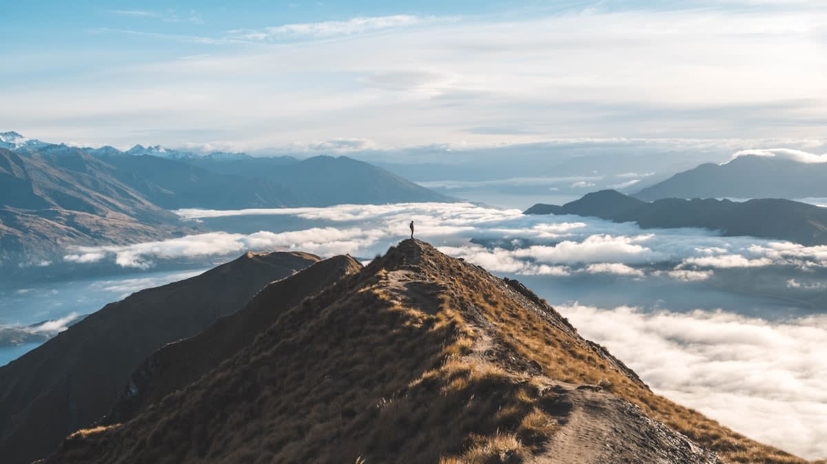Mist-covered mountains in New Zealand