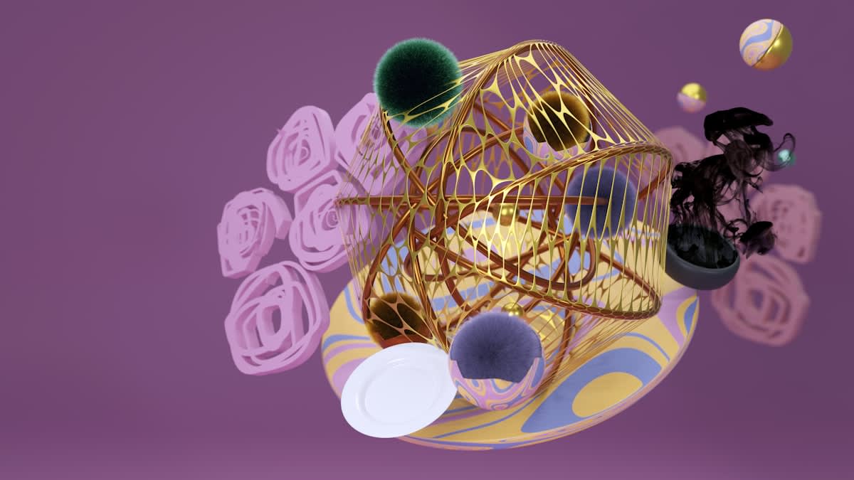 Abstract representation of a brain with a golden cage