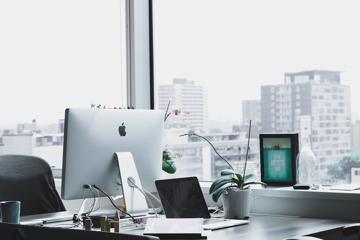 Modern workspace with digital tools