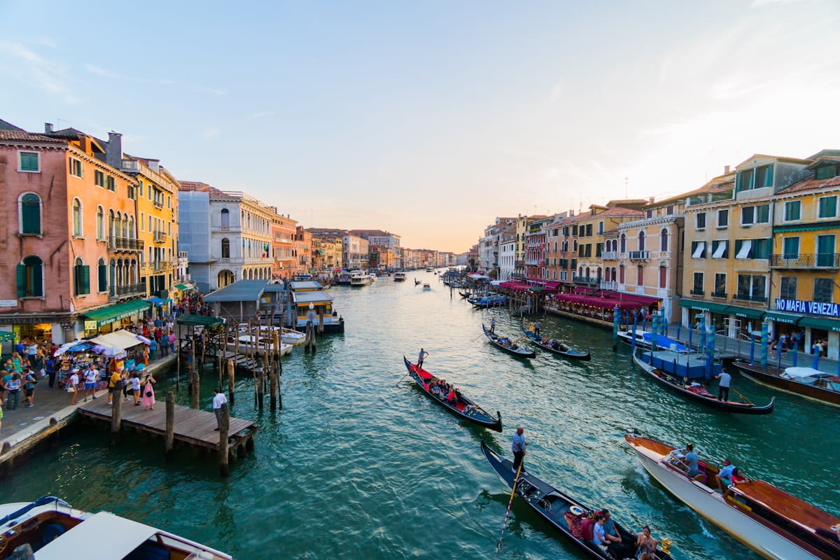 Venice canals with few tourists