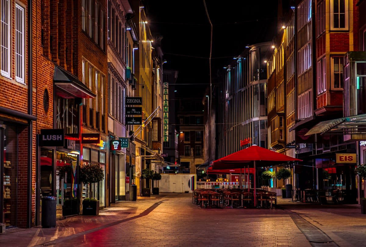 Empty storefronts on a traditional city high street