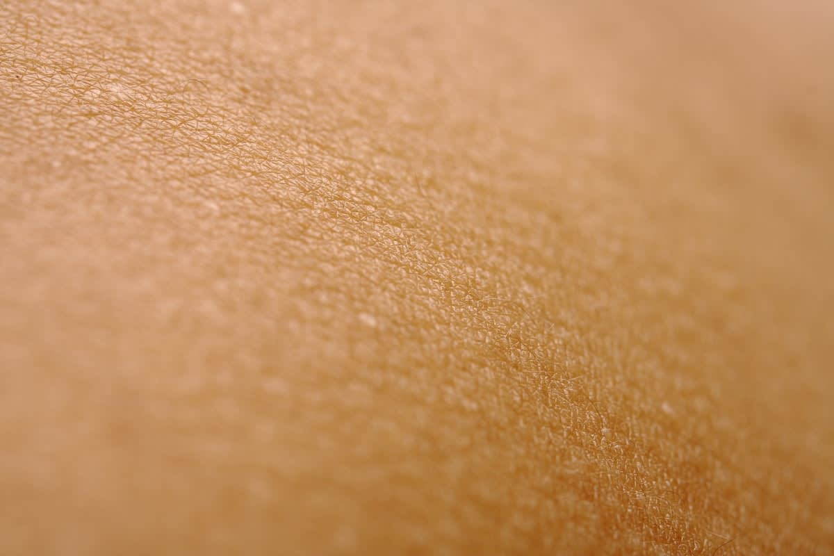 Macro shot of water droplets on skin