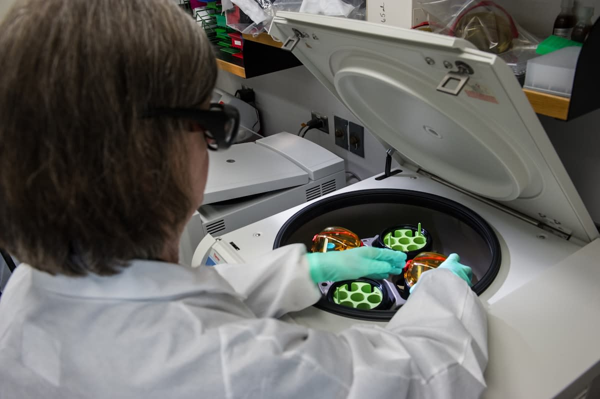 Laboratory technician analyzing plant samples