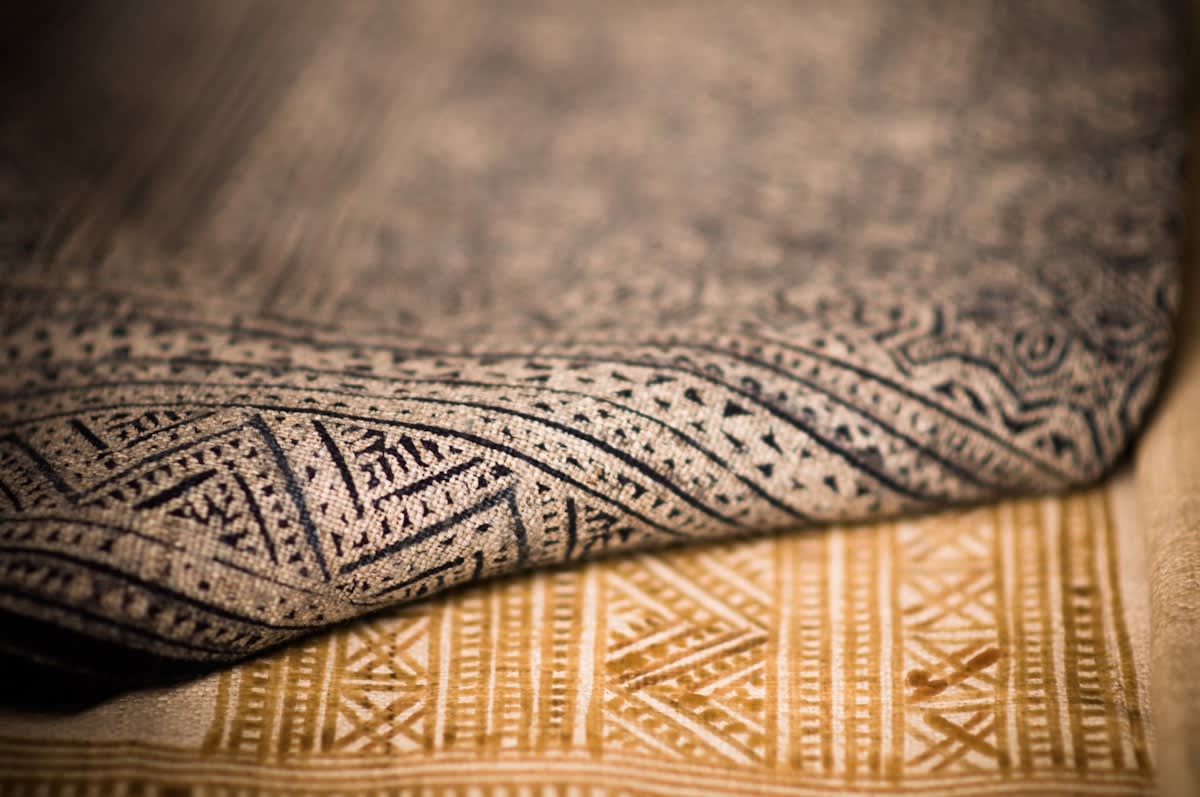 Hand-woven textile with slight irregularities in the pattern