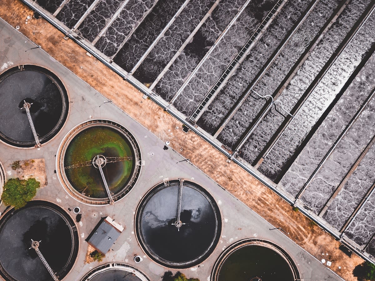 Clean water flowing from a modern filtration system