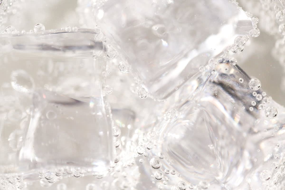 Ice cubes in water for cold therapy