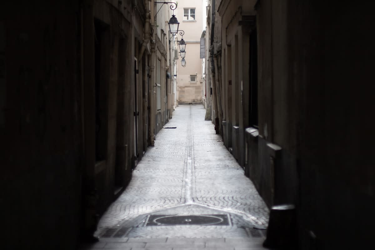 quiet European alleyway